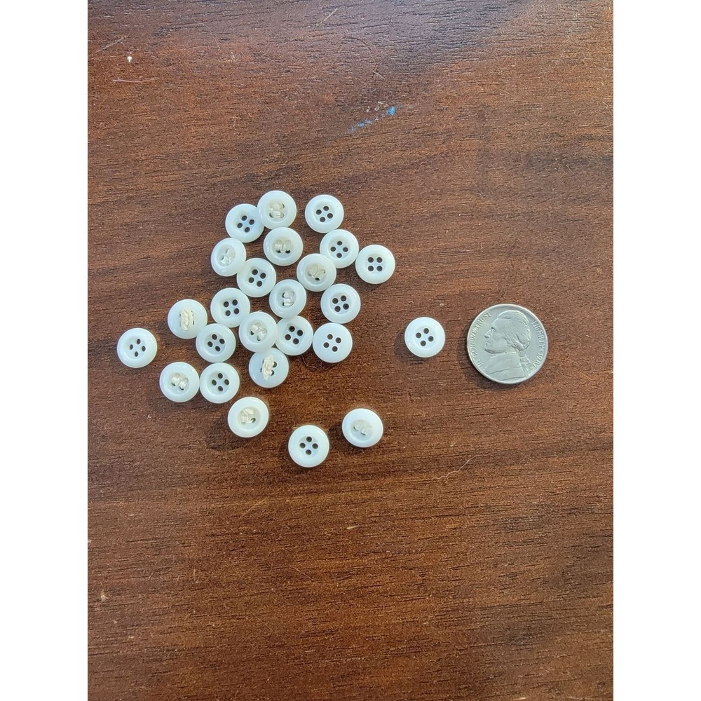 Vintage 30 White 7/8" Small Button Sewing Craft Quilt Hobby Notion Accessory LOT